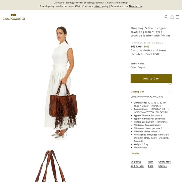 Campomaggi Zefiro fringe bag NEW - Picture 6 of 6